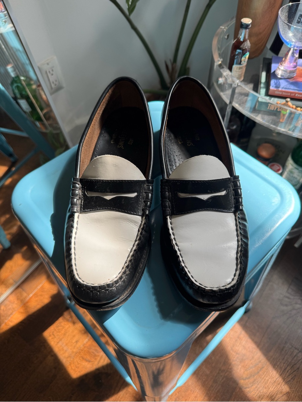 G.H. Bass & Co. Weejuns Black and White Penny Loafers